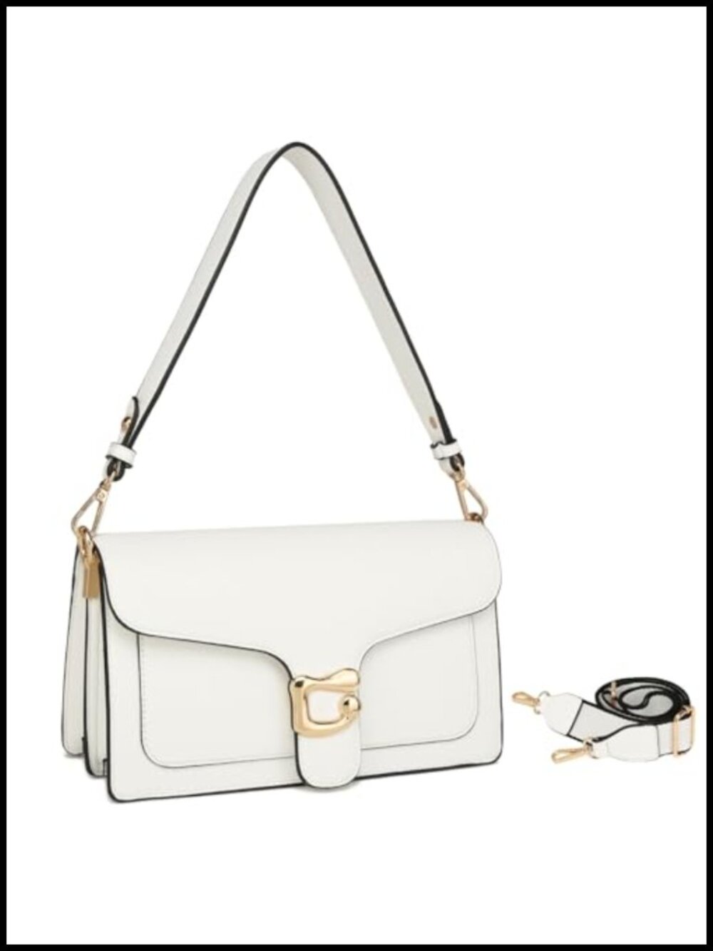 Vegan Leather Crossbody Bag Small Purse 2 Straps Evening Clutch
